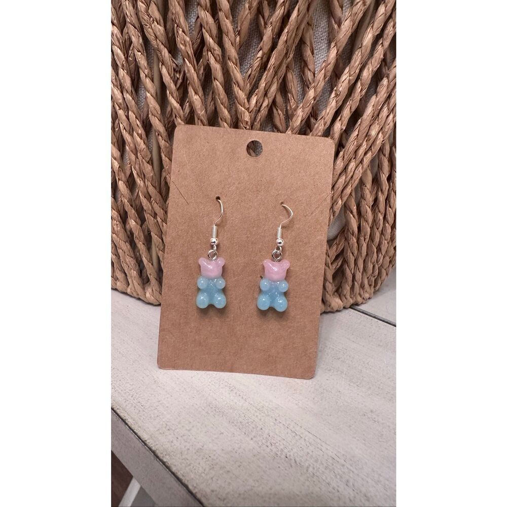 Blue and Pink 90’s Vibes Gummy Bear Dangle Drop Earrings New